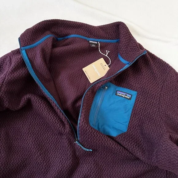 NWT Patagonia Mens R1 Air Zip Neck 2XL Fleece Pullover Obsidian Plum Lightweight